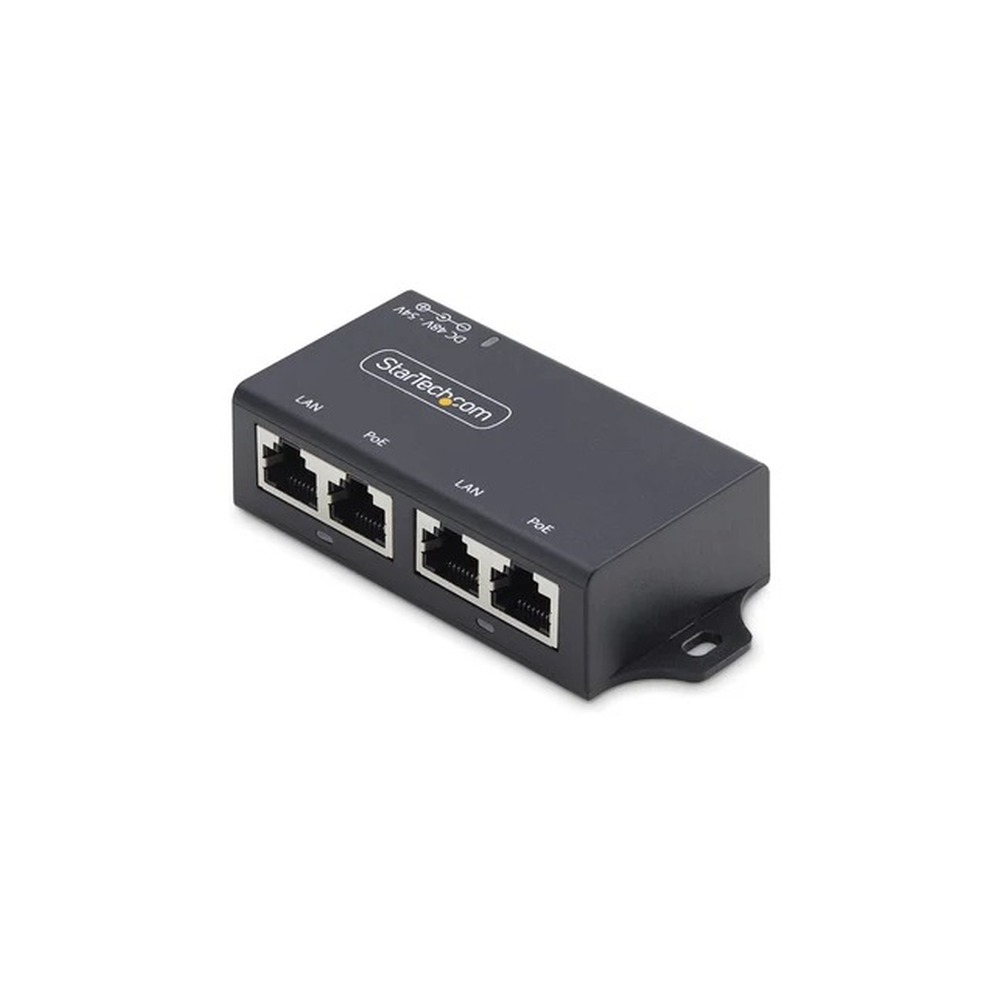 StarTech 2-Port Gigabit PoE+ Injector, PoE/PoE+ (802.3af/802.3at) 30W - PoE injector - unmanaged inline - DC 48 - 52 V - 30 Watt - output connectors: 2 - United Kingdom, Europe - black