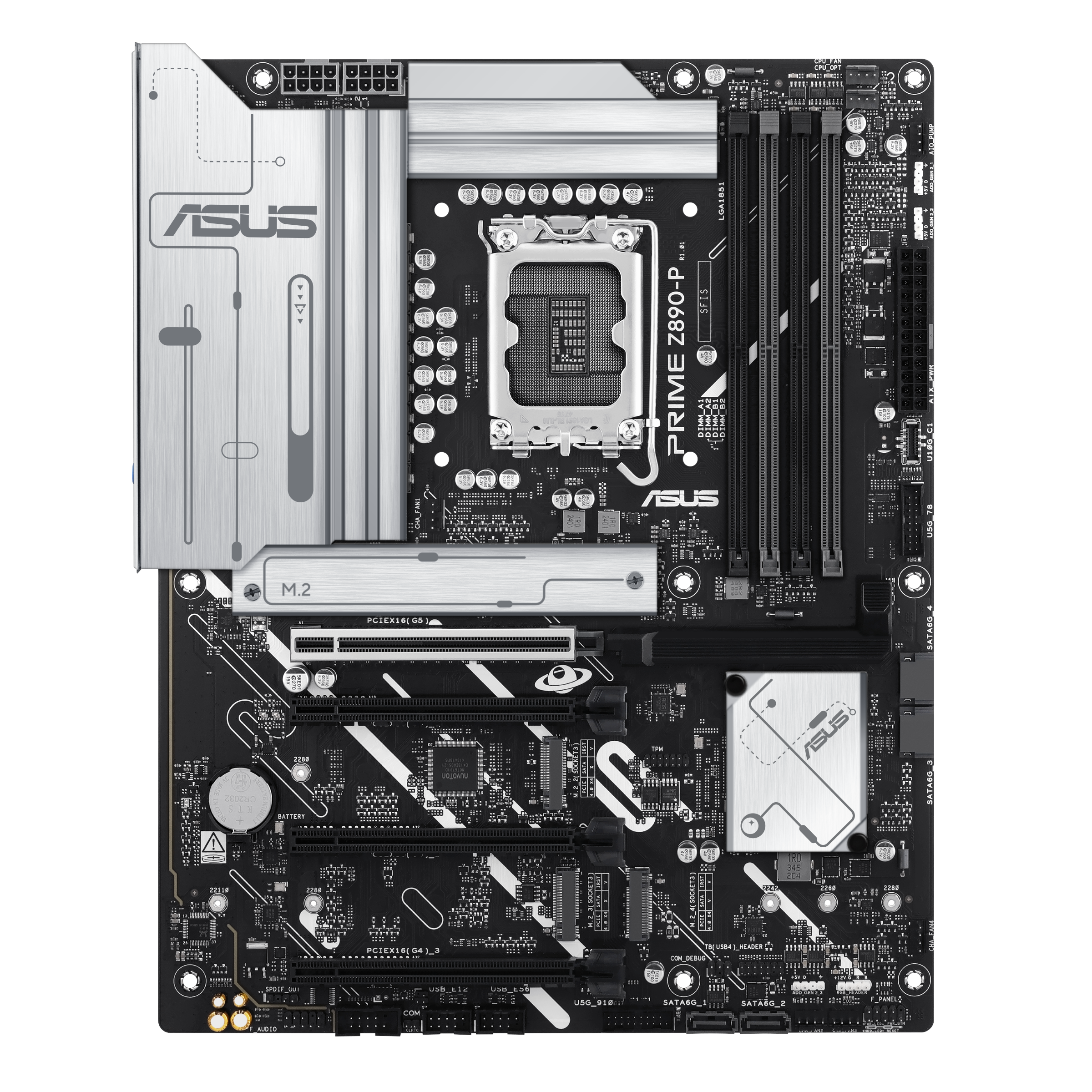 ASUS PRIME Z890-P - Motherboard - ATX - LGA1851 Socket - Z890 Chipset - USB-C 3.2 Gen 2x2, USB 3.2 Gen 2, USB 3.2 Gen 1, USB-C 3.2 Gen 1 - 2.5 Gigabit LAN - onboard graphics (CPU required) - HD Audio (8-channel)