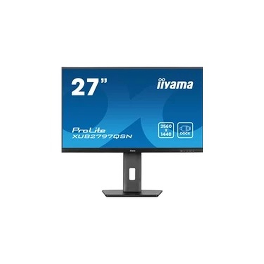 iiyama ProLite XUB2797QSN-B2 27" QHD IPS technology panel with USB-C dock and RJ45 (LAN), 1ms, USB Hubx4, HDMI, DisplayPort, Freesync, 100Hz, Speakers, Black, ACR, Internal PSU, VESA