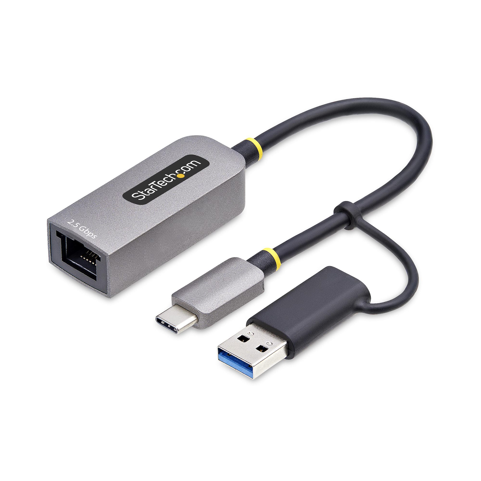 Startech 2.5GbE USB-C to Ethernet Adapter with USB-A Converter - Network adapter - USB-C 3.2 Gen 1 / Thunderbolt 3 - 10M/100M/1G/2.5 Gigabit Ethernet - space grey