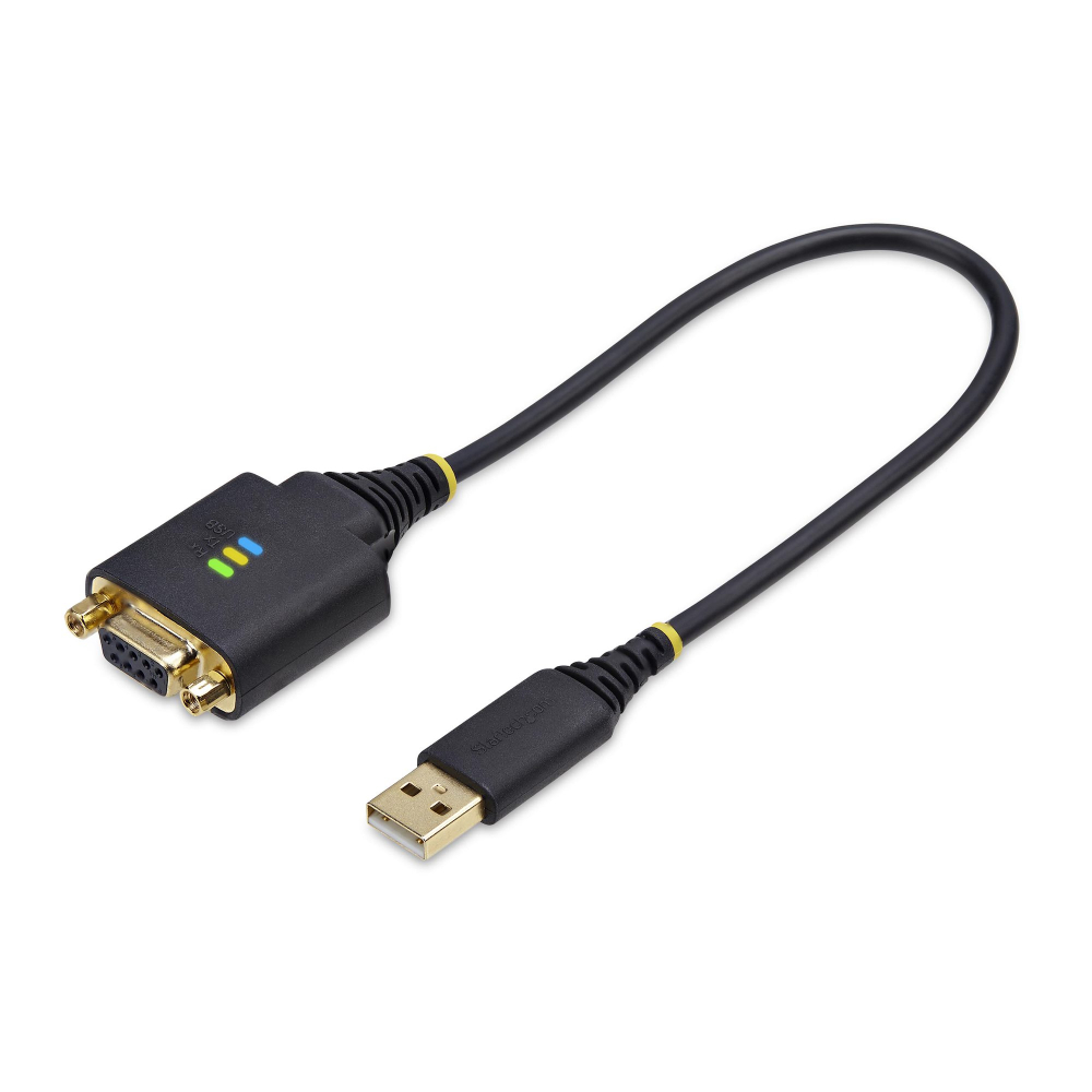 StarTech 1ft/30cm USB to Null Modem Serial Adapter Cable, FTDI, RS232 - USB / serial cable - USB (M) to DB-9 (F) screwable - 30 cm - molded, rugged - black
