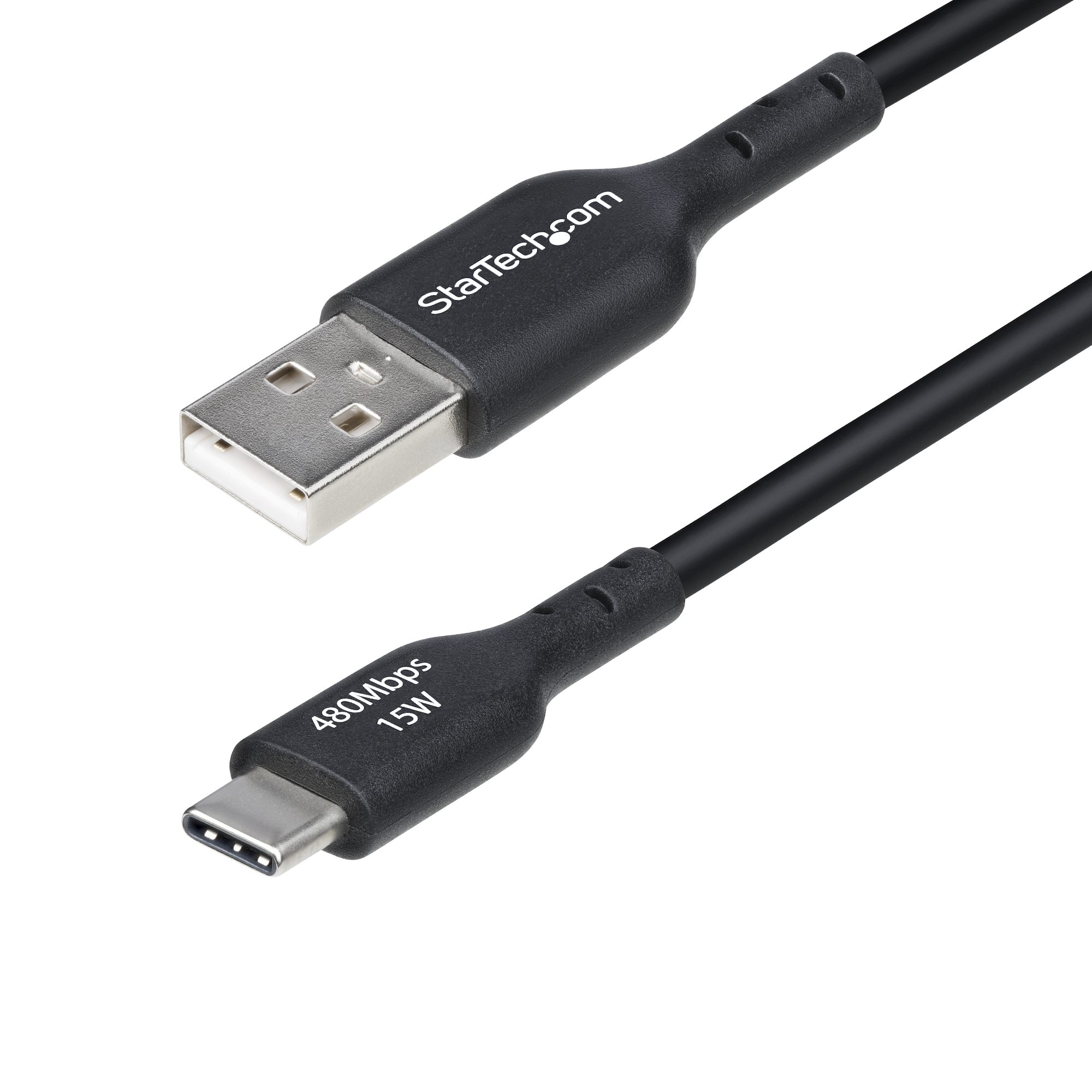 StarTech 2m (6.6ft) White USB-A to USB-C Charging Cable/Cord, M/M - USB cable - USB (M) to USB-C (M) - USB 2.0 - 3 A - 2 m - halogen-free, passive, charge and sync, USB Fast Charge (15W) - white