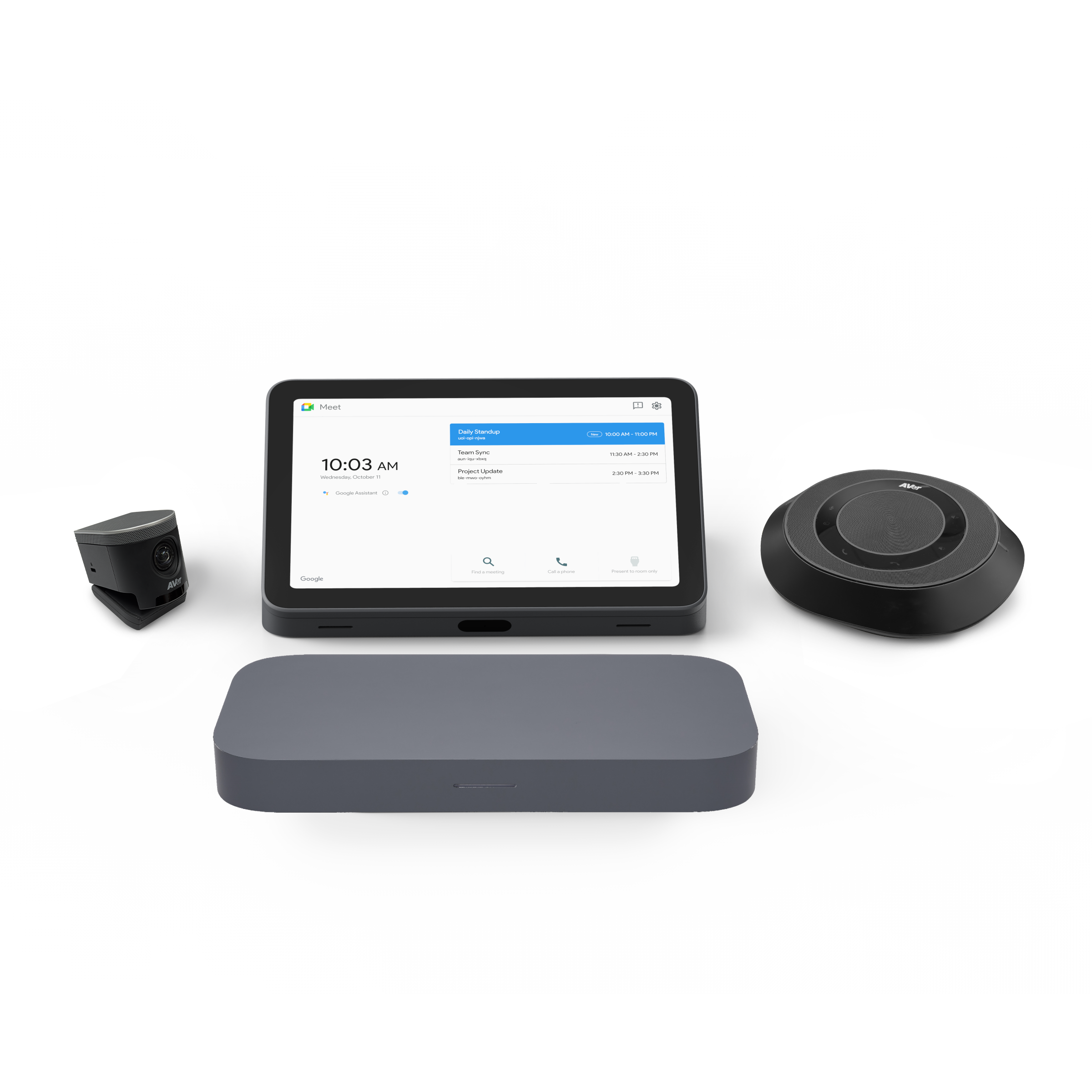 ASUS Google Meet GQE20A - Small/Medium Room Kit - video conferencing kit (speakerphone, touchscreen console, ePTZ UHD Camera) - iron grey - with Meeting Computer System - power adapter included