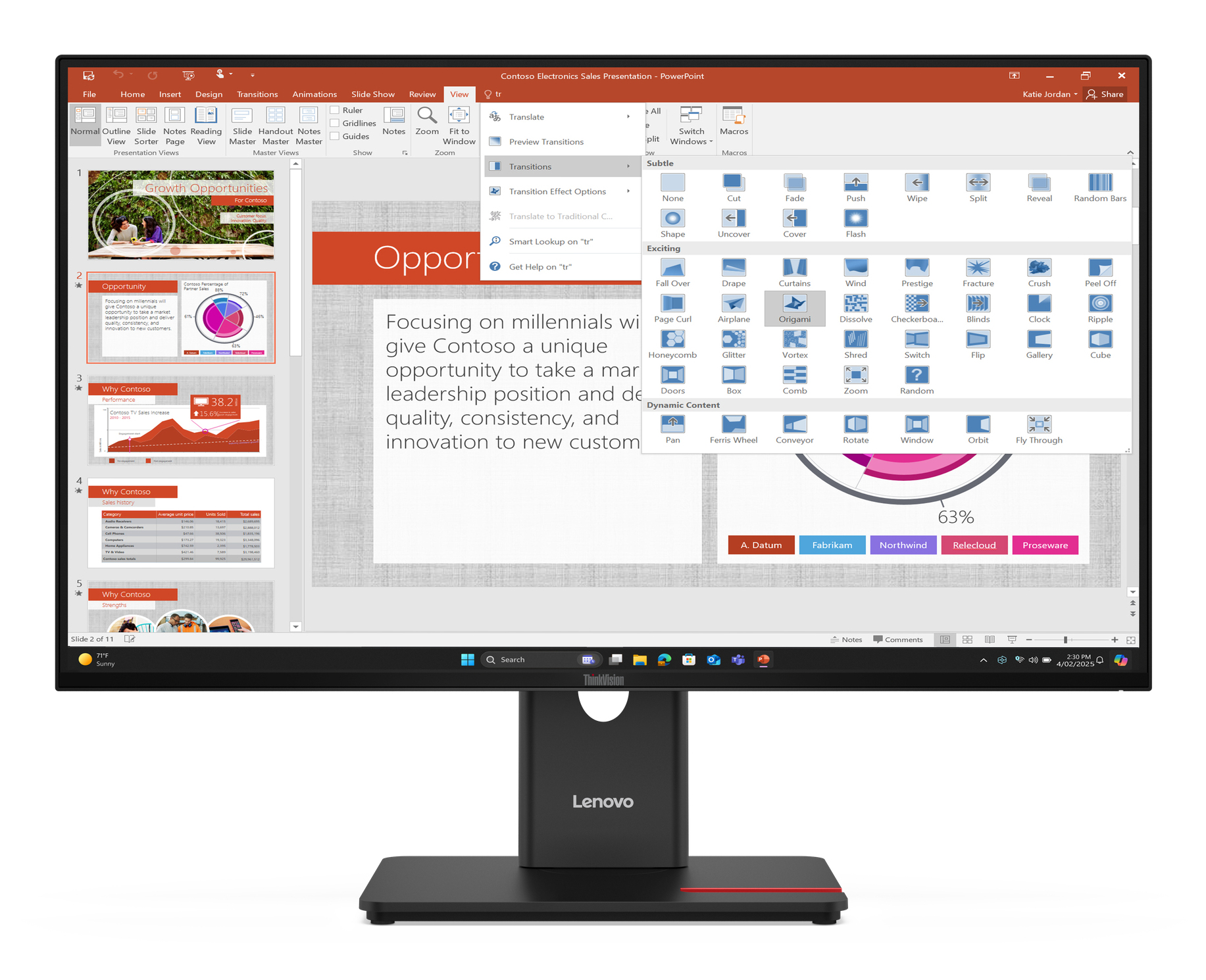 Lenovo ThinkVision T27-40 - LED monitor - 27" - 1920 x 1080 Full HD (1080p) @ 120 Hz - IPS - 300 cd/m² - 1500:1 - 4 ms - HDMI, VGA, DisplayPort - eclipse black