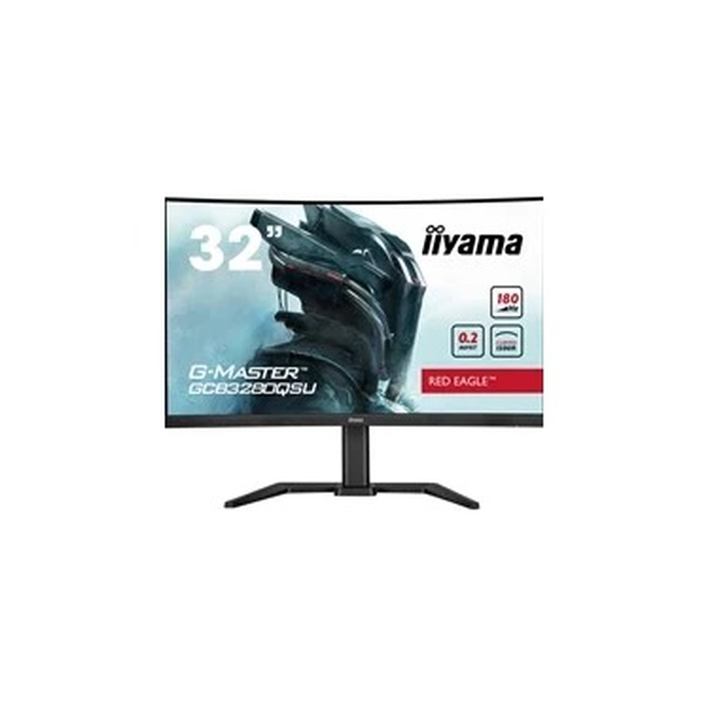 iiyama G-Master GCB3280QSU-B2  Red Eagle 32 Inch Curved Gaming Monitor, Black, 2560x1440, 0.2ms, 180hz, FreeSync, HDMI, Display Port, USB Hub, Speakers, Int PSU, Height Adjustable, Swivel, VESA