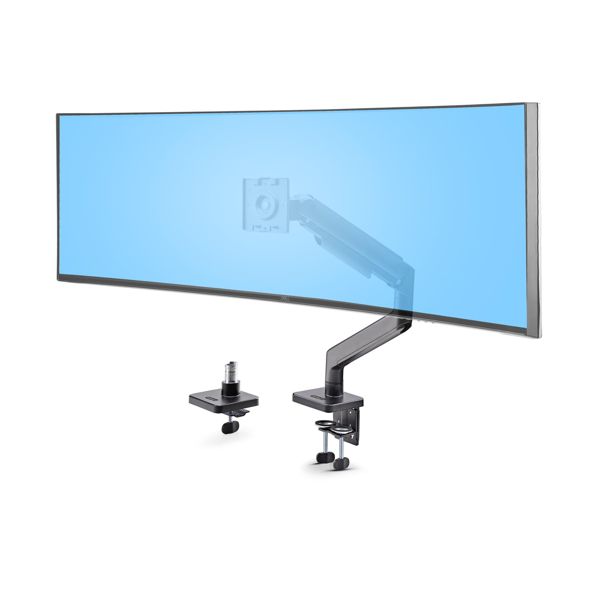 Startech Monitor Desk Mount For 49" Ultrawide Curved Screen, Max 44lb - Mounting kit (spring arm, swivel arm, base, VESA mount, C-clamp mount 10-80 mm, grommet mount 10-35 mm) - adjustable arm with mechanical spring - for LCD display/ curved LCD display -