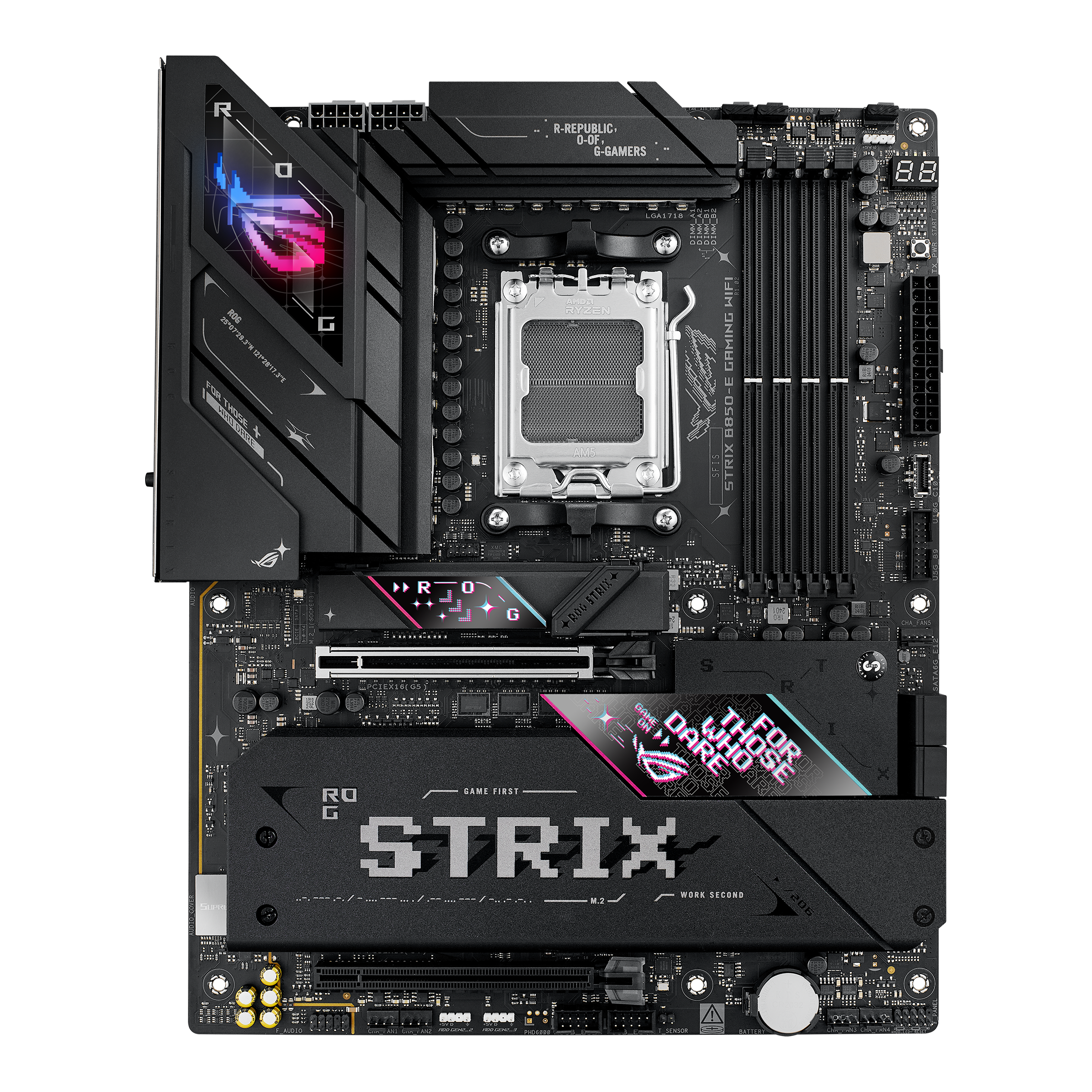 ASUS ROG STRIX B850-E GAMING WIFI - Motherboard - ATX - Socket AM5 - AMD B850 Chipset - USB-C 3.2 Gen 2x2, USB-C 3.2 Gen2, USB 3.2 Gen 2, USB 3.2 Gen 1 - 2.5 Gigabit LAN, Wi-Fi 7, Bluetooth - onboard graphics (CPU required) - HD Audio (8-channel)