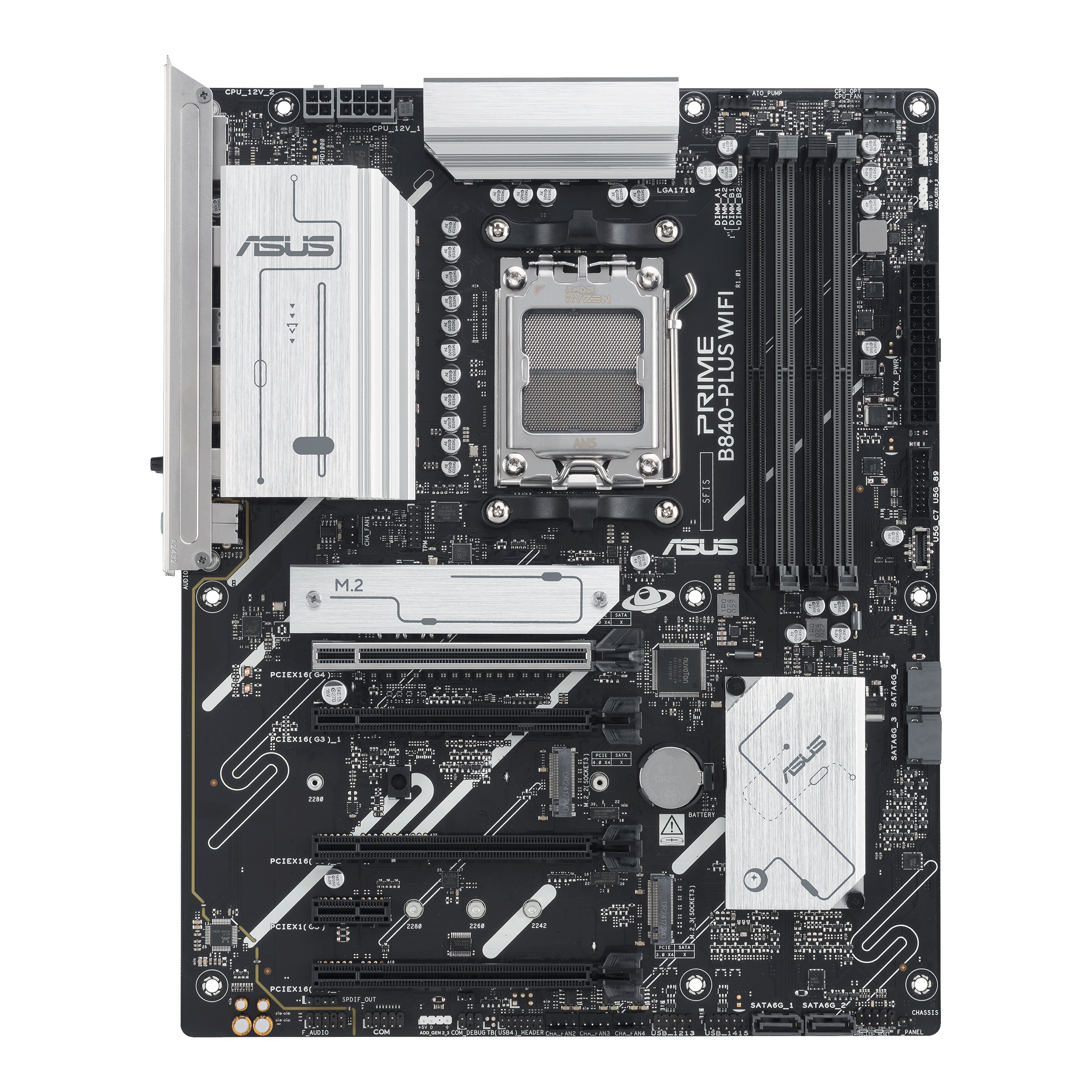 ASUS PRIME B840-PLUS WIFI - Motherboard - ATX - Socket AM5 - AMD B840 Chipset - USB-C 3.2 Gen 1, USB 3.2 Gen 1 - 2.5 Gigabit LAN, Bluetooth, Wi-Fi 6E - onboard graphics (CPU required) - HD Audio (8-channel)