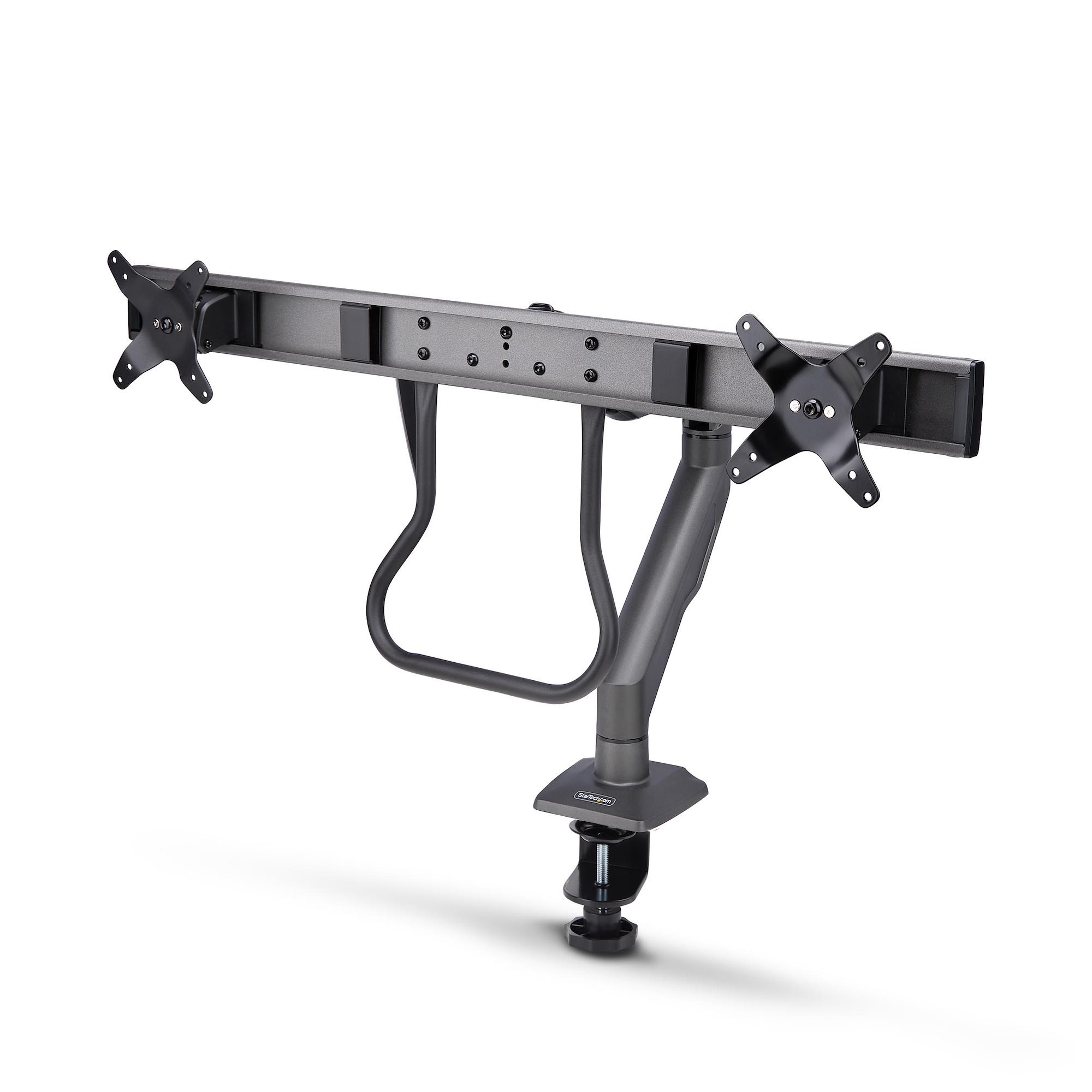 Startech Desk Mount Dual Monitor Arm w/ Crossbar, Up To 27" Displays - Mounting kit - articulating, mechanical spring - for 2 LCD displays - plastic, steel - black - screen size: 17"-27" - desk-mountable - TAA Compliant