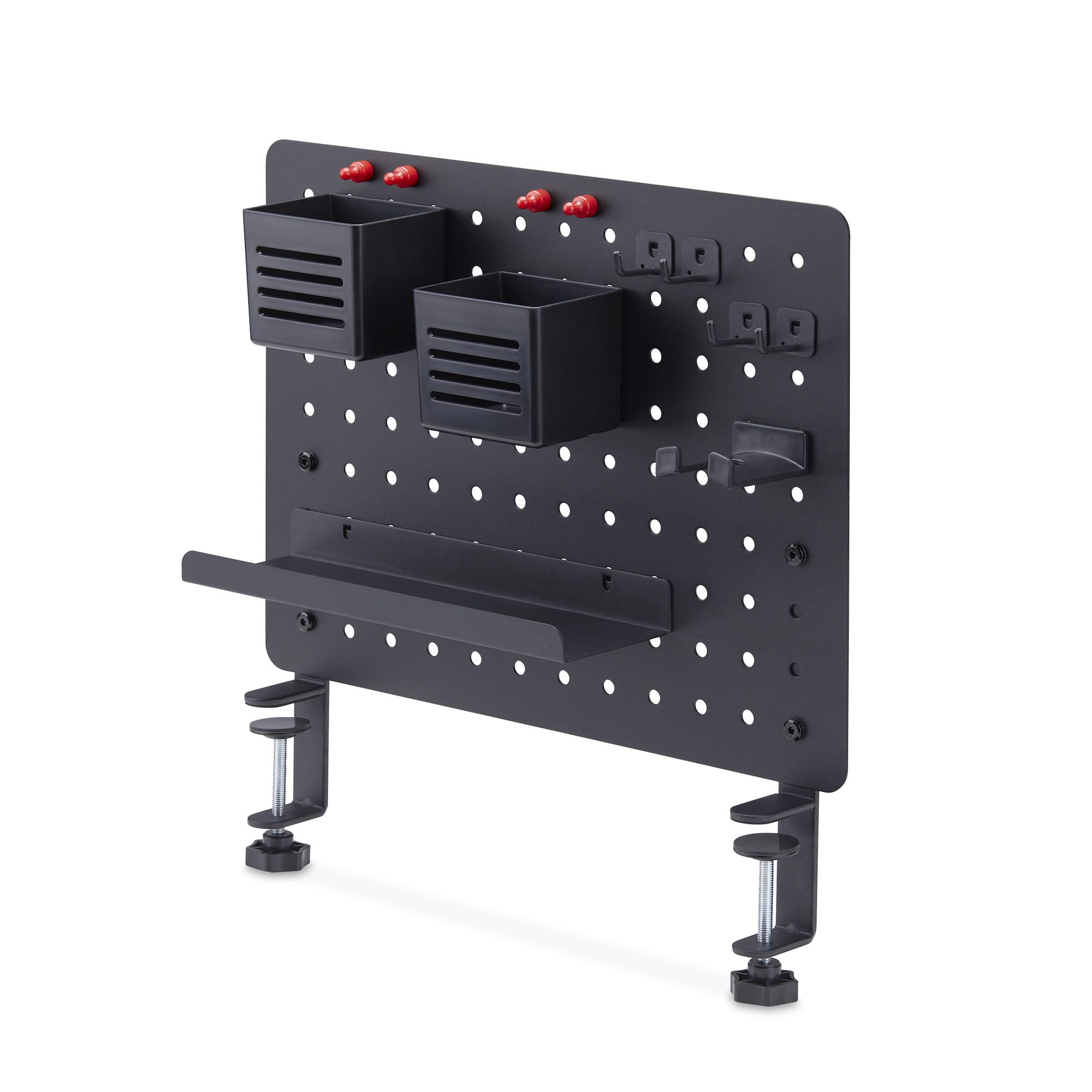 Startech Clamp-On Pegboard with Accessories, 16.5 x 12.5in (42 x 32cm), Steel Pegboard, Desktop Storage Organizer, Desk Mount Peg Board, Black - Mounting component (pegboard panel) - clamp-on - steel - black - desk-mountable