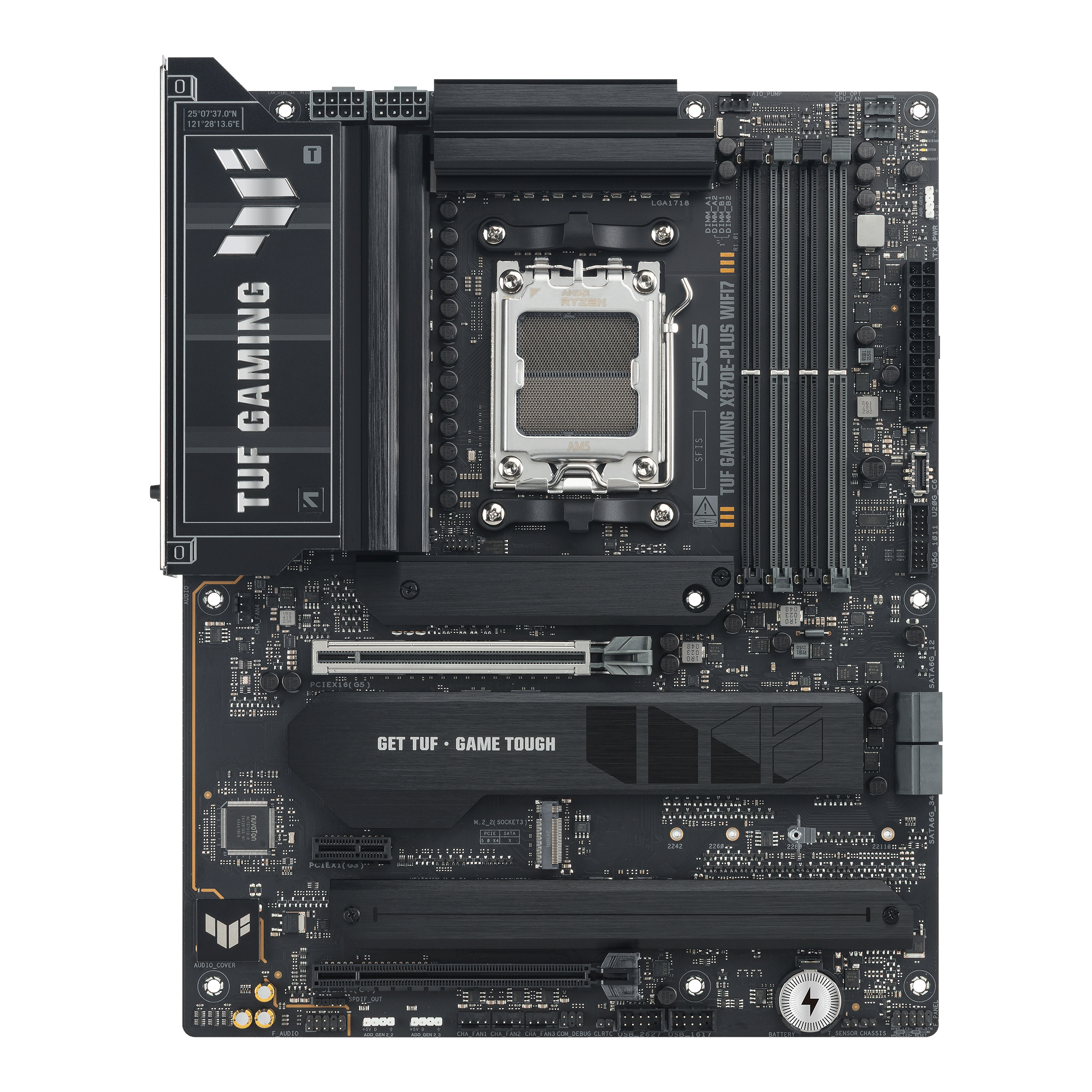 ASUS TUF GAMING X870E-PLUS WIFI7 - Motherboard - ATX - Socket AM5 - AMD X870E Chipset - USB4, USB-C 3.2 Gen 2x2, USB 3.2 Gen 2, USB 3.2 Gen 1 - Wi-Fi 7, 2.5 Gigabit LAN, Bluetooth - onboard graphics (CPU required) - HD Audio (8-channel)