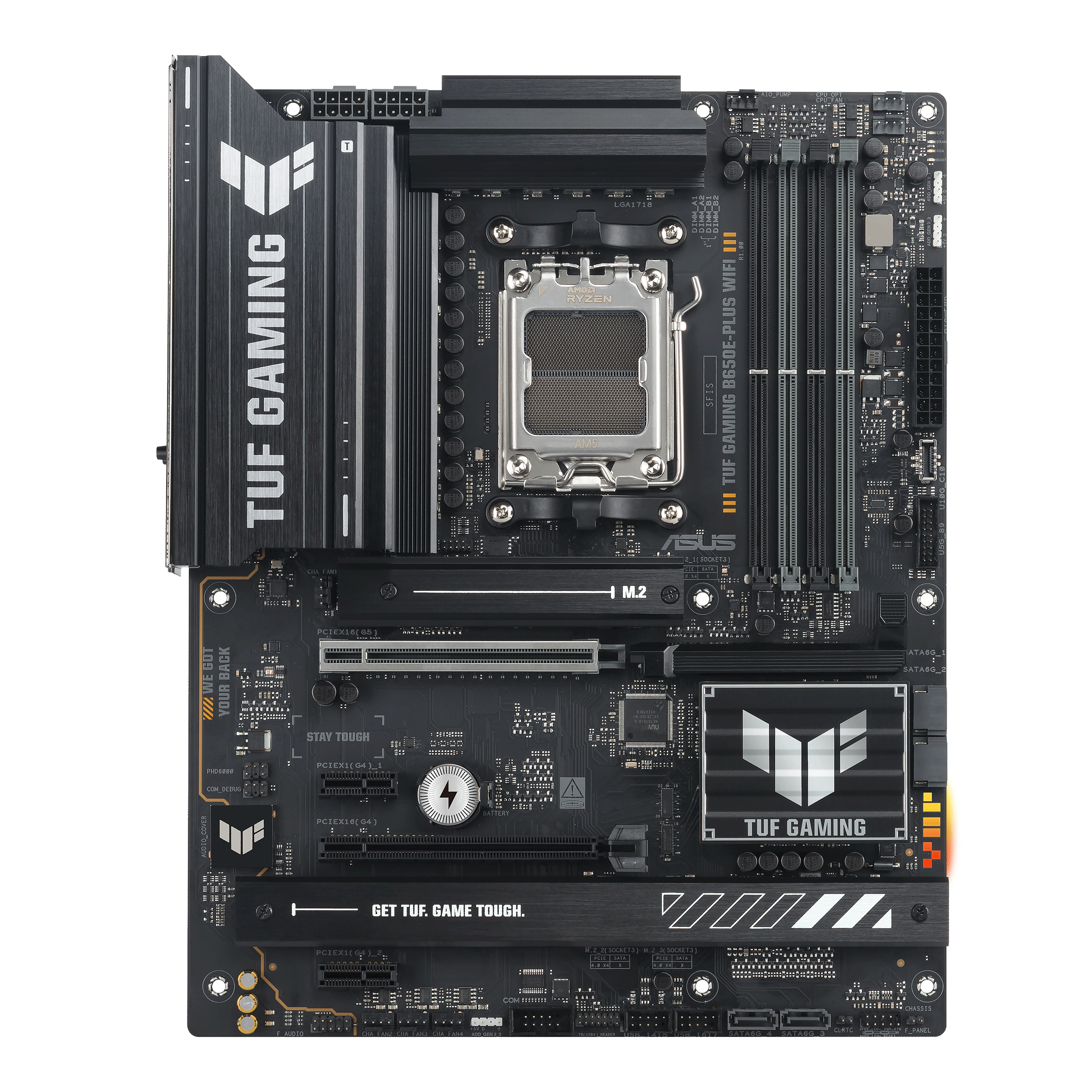 ASUS TUF GAMING B650E-PLUS WIFI - Motherboard - ATX - Socket AM5 - AMD B650 Chipset - USB-C Gen 2x2, USB-C 3.2 Gen2, USB 3.2 Gen 2, USB 3.2 Gen 1 - Wi-Fi 6E, Bluetooth, 2.5 Gigabit LAN - onboard graphics (CPU required) - HD Audio (8-channel)