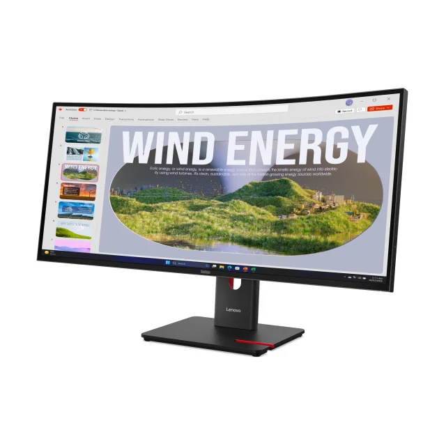 Lenovo ThinkVision T34WD-40 - LED monitor - curved - 34" - 3440 x 1440 UWQHD @ 120 Hz - VA - 300 cd/m² - 3000:1 - HDR10 - 4 ms - HDMI, DisplayPort, USB-C - eclipse black