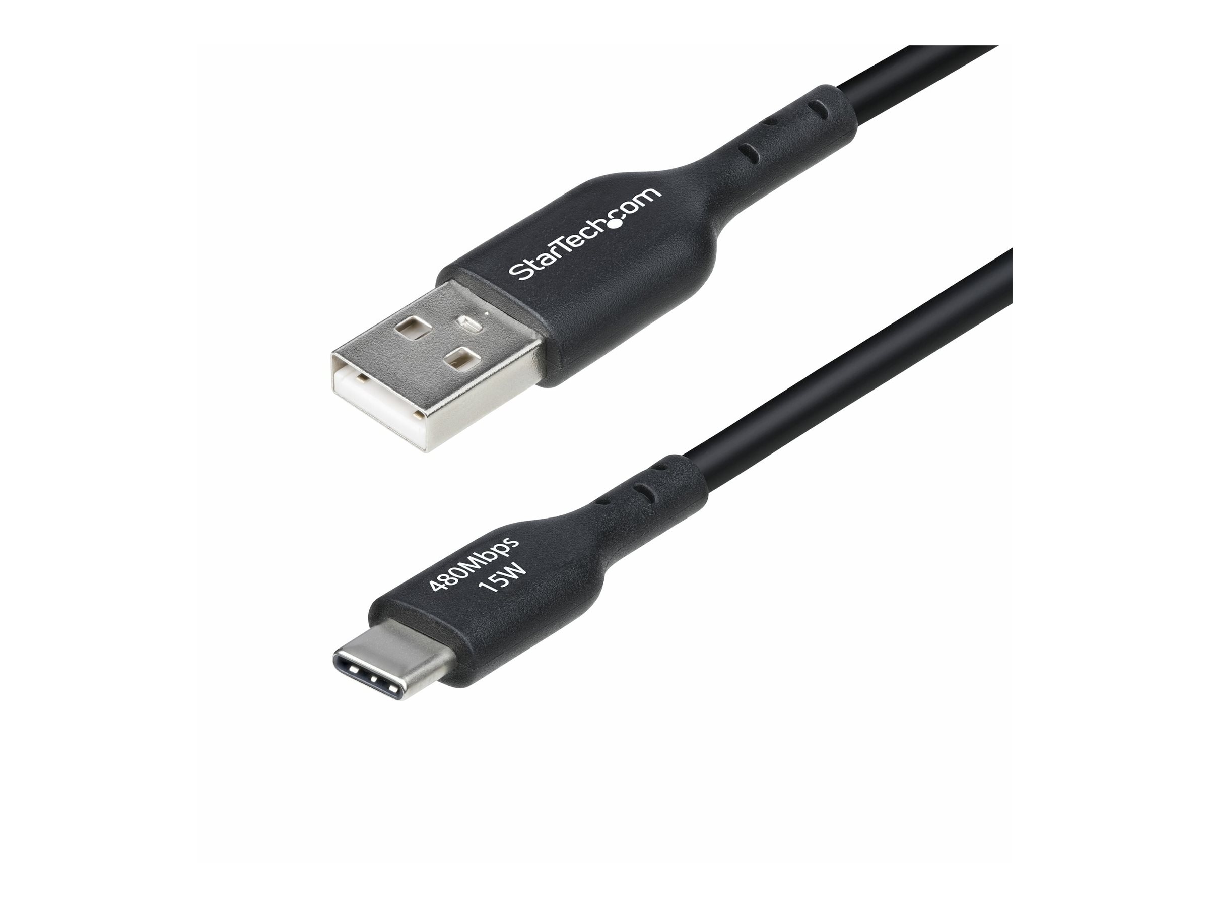 StarTech 1ft (30cm) USB-A to USB-C Charging Cable, Charger Cord - USB cable - USB (M) to USB-C (M) - USB 2.0 - 3 A - 30 cm - halogen-free, passive, charge and sync, USB Fast Charge (15W) - black