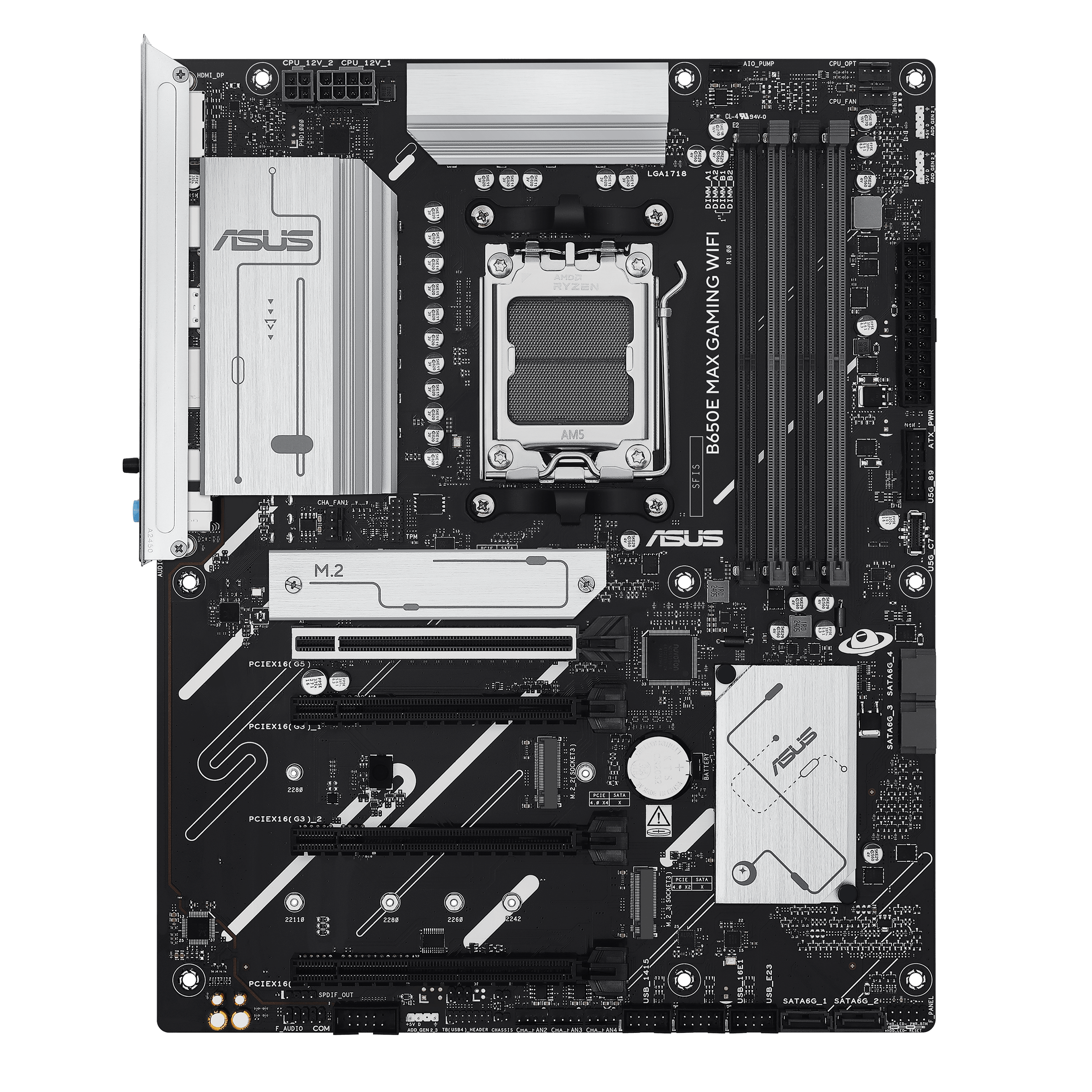 ASUS B650E MAX GAMING WIFI - Motherboard - ATX - Socket AM5 - AMD B650 Chipset - USB-C 3.2 Gen2, USB 3.2 Gen 2, USB 3.2 Gen 1 - 2.5 Gigabit LAN, Wi-Fi 6E, Bluetooth - onboard graphics (CPU required) - High Definition Audio (7.1-channel)