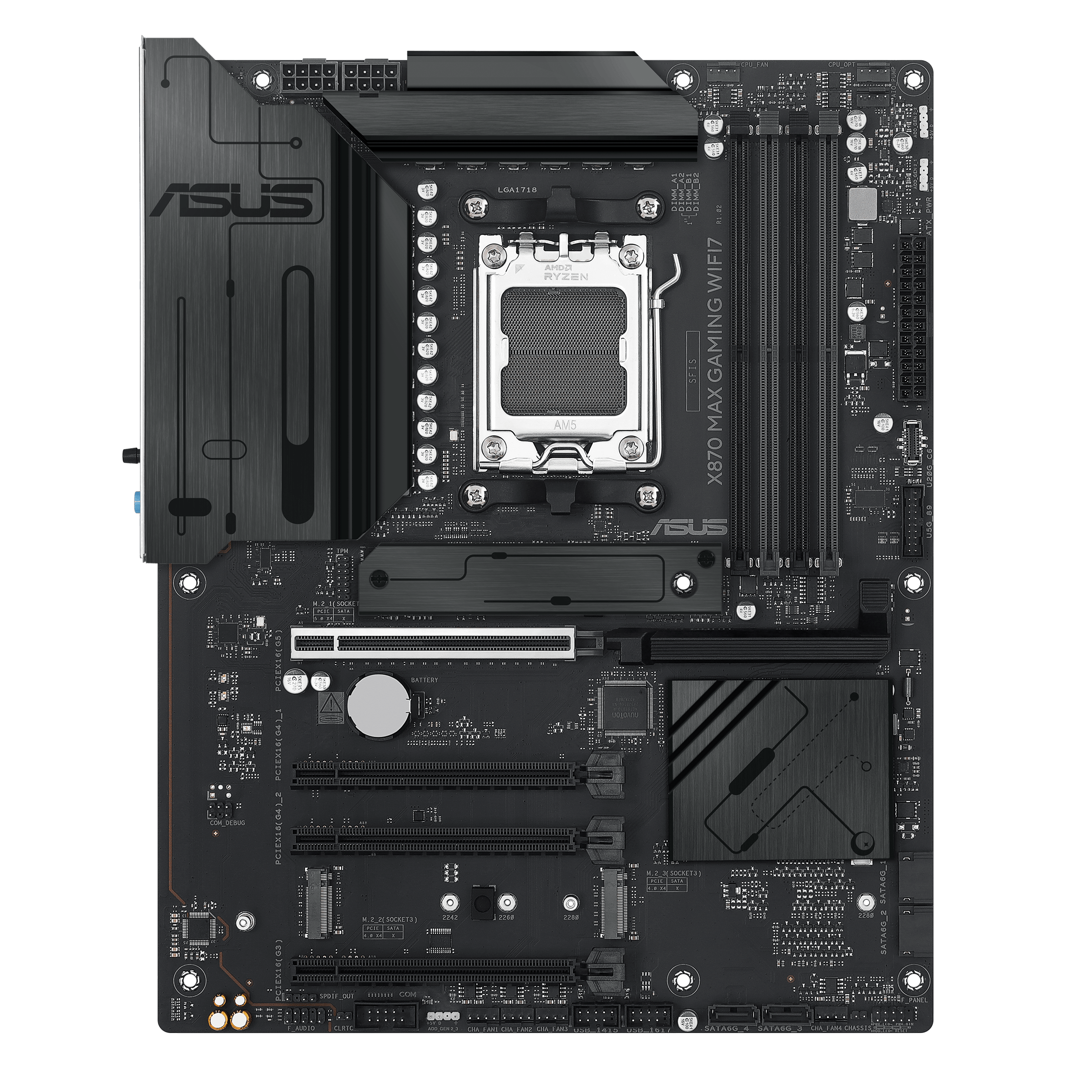 ASUS X870 MAX GAMING WIFI7 W - Motherboard - ATX - Socket AM5 - AMD X870 Chipset - USB4, USB-C 3.2 Gen 2x2, USB 3.2 Gen 2, USB 3.2 Gen 1 - Wi-Fi 7, 2.5 Gigabit LAN, Bluetooth - onboard graphics (CPU required) - HD Audio (8-channel)