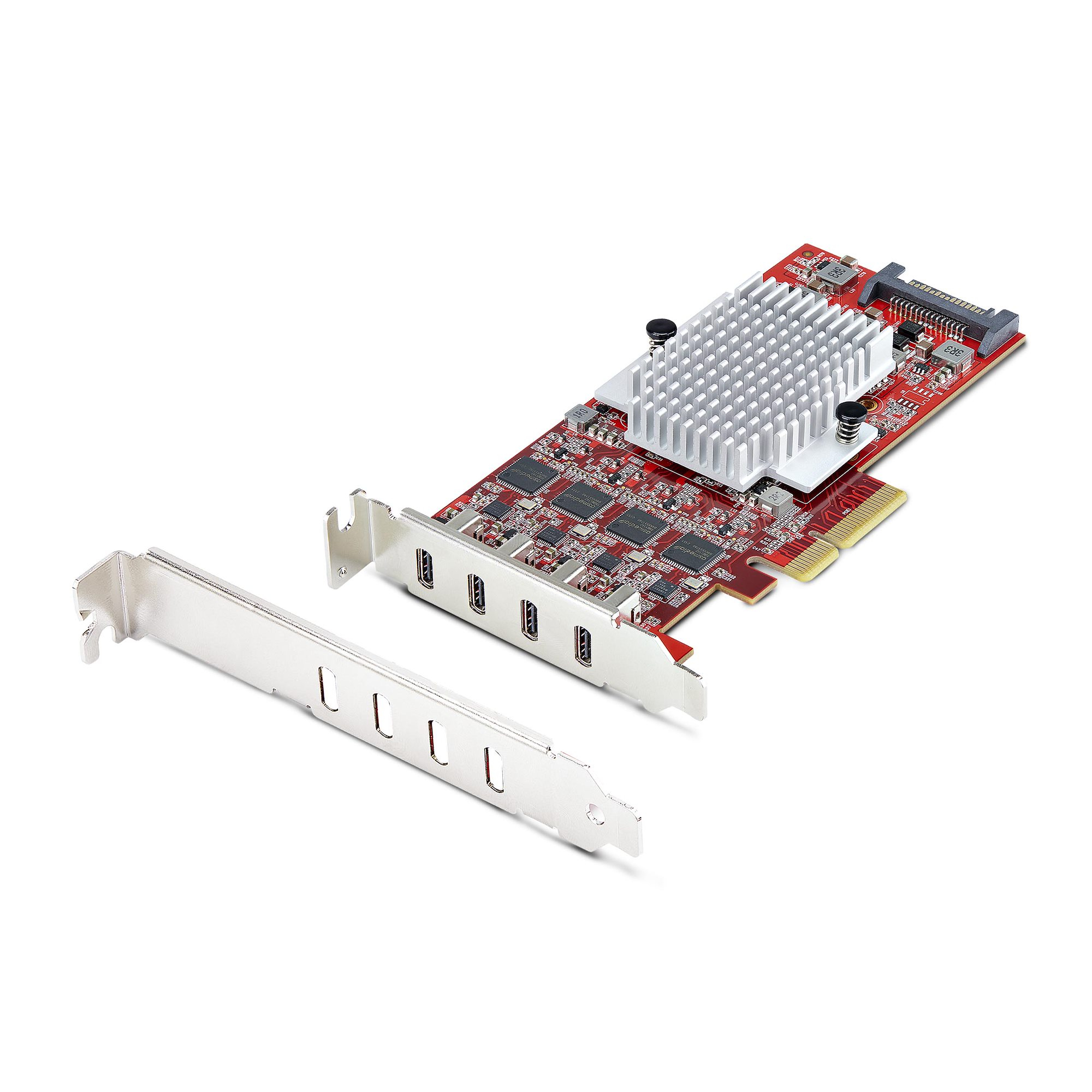 Startech 4-Port USB Type-C PCIe Card, USB-C 10Gb, 4x Controllers, TAA - USB adapter - PCIe 3.0 x4 low profile - USB-C 3.2 Gen 2 x 4 - TAA Compliant