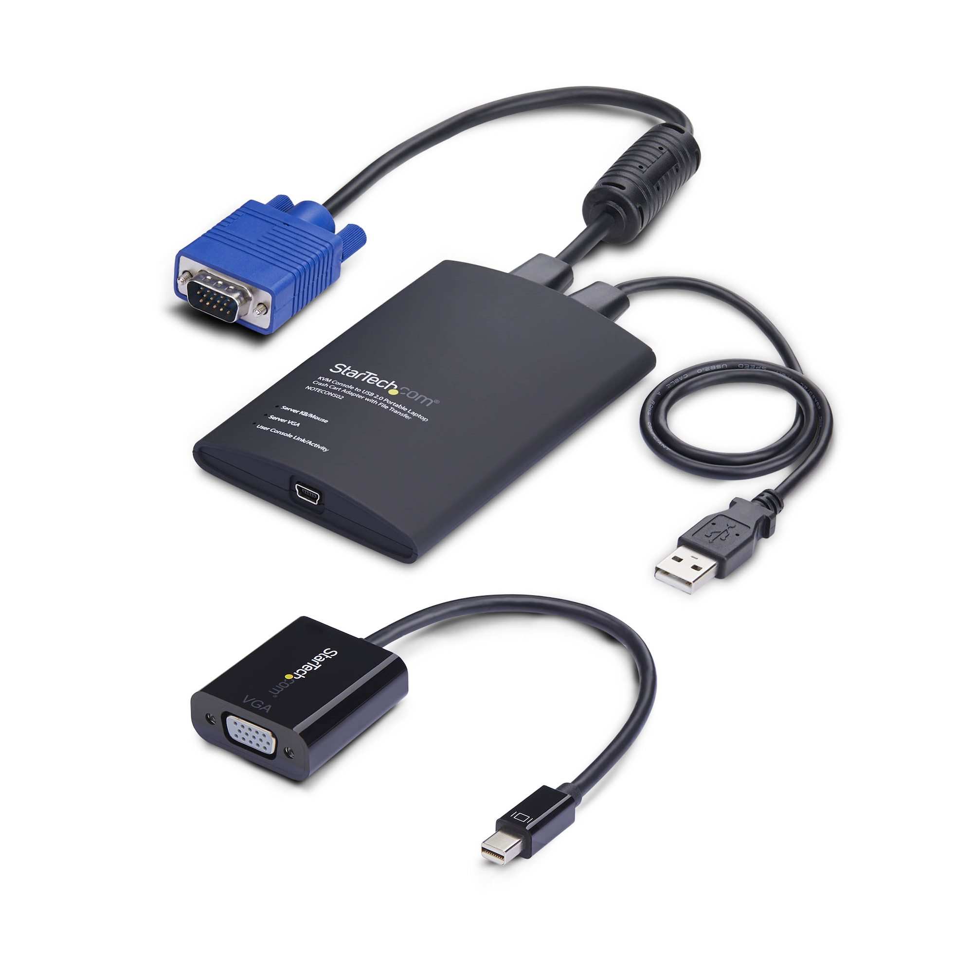 Startech Portable Laptop Crash Cart Adapter, USB/VGA/Mini DisplayPort KVM Console, File Transfer and Video Capture - KVM switch - 1 x KVM port(s) - 1 local user - desktop - TAA Compliant