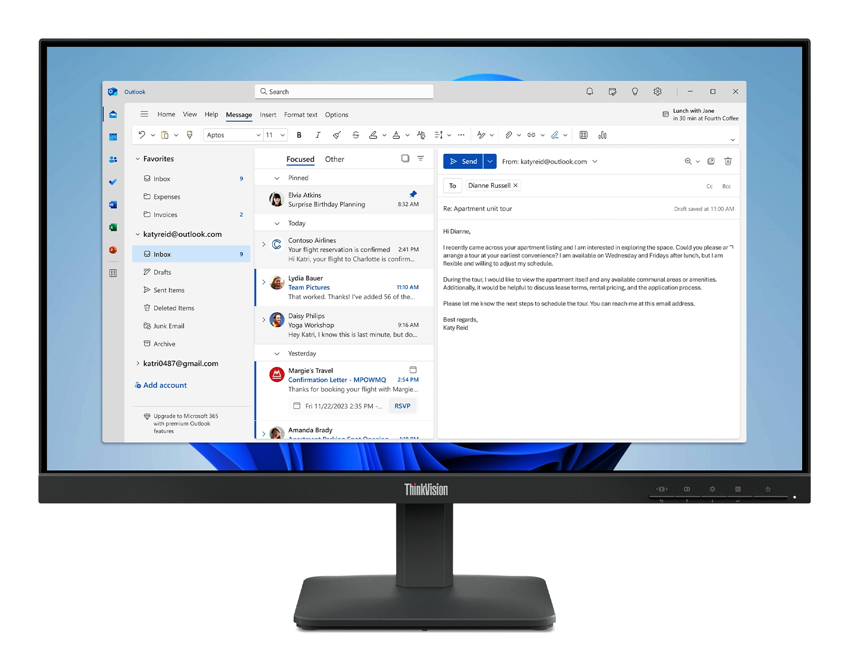 Lenovo ThinkVision S24-4e - LED monitor - 24" (23.8" viewable) - 1920 x 1080 Full HD (1080p) @ 100 Hz - IPS - 250 cd/m² - 1300:1 - 4 ms - HDMI, VGA - raven black