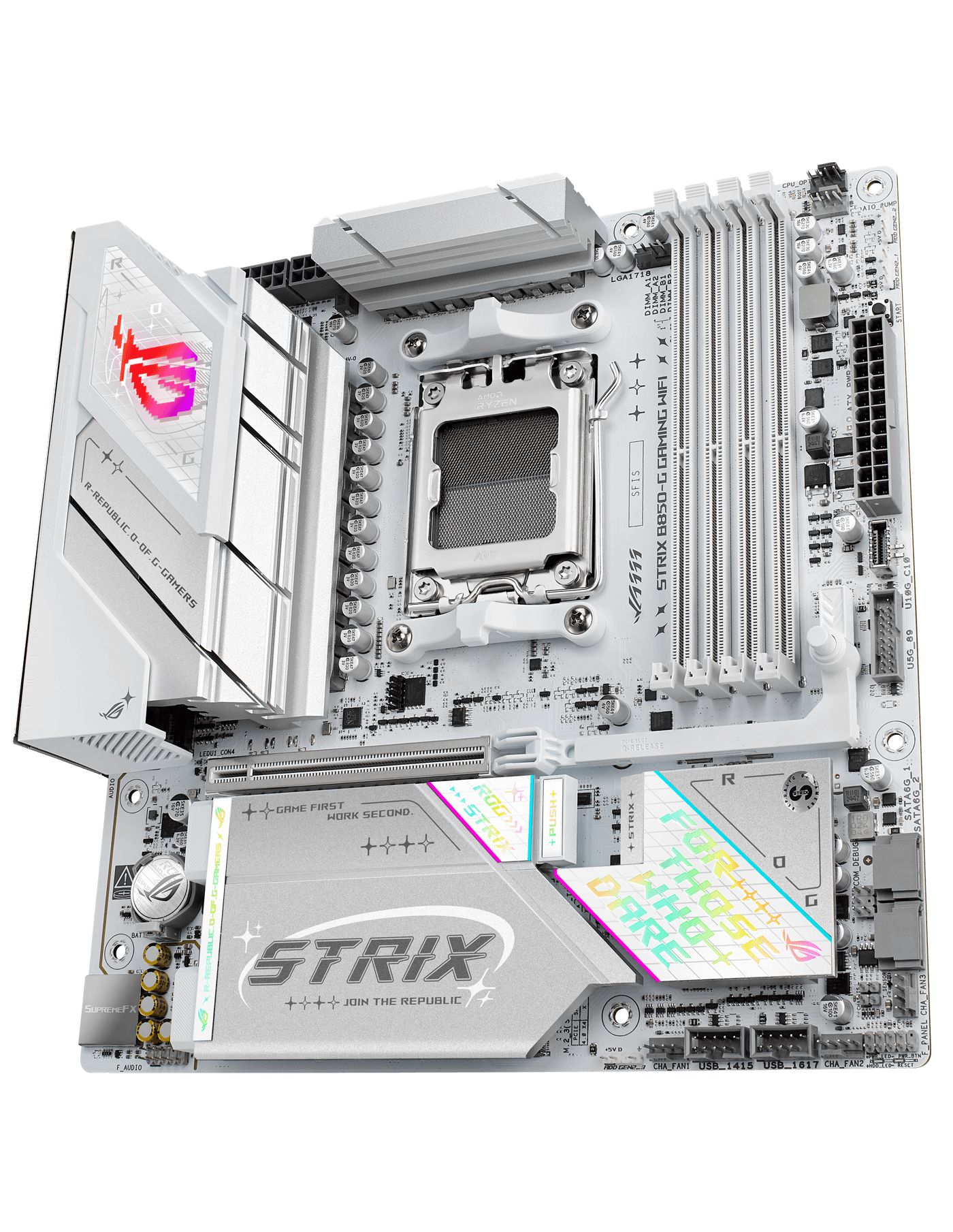 ASUS ROG STRIX B850-G GAMING WIFI - Motherboard - micro ATX - Socket AM5 - AMD B850 Chipset - USB-C 3.2 Gen 2x2, USB-C 3.2 Gen2, USB 3.2 Gen 2, USB 3.2 Gen 1 - 2.5 Gigabit LAN, Wi-Fi 7, Bluetooth - onboard graphics (CPU required) - HD Audio (8-channel)