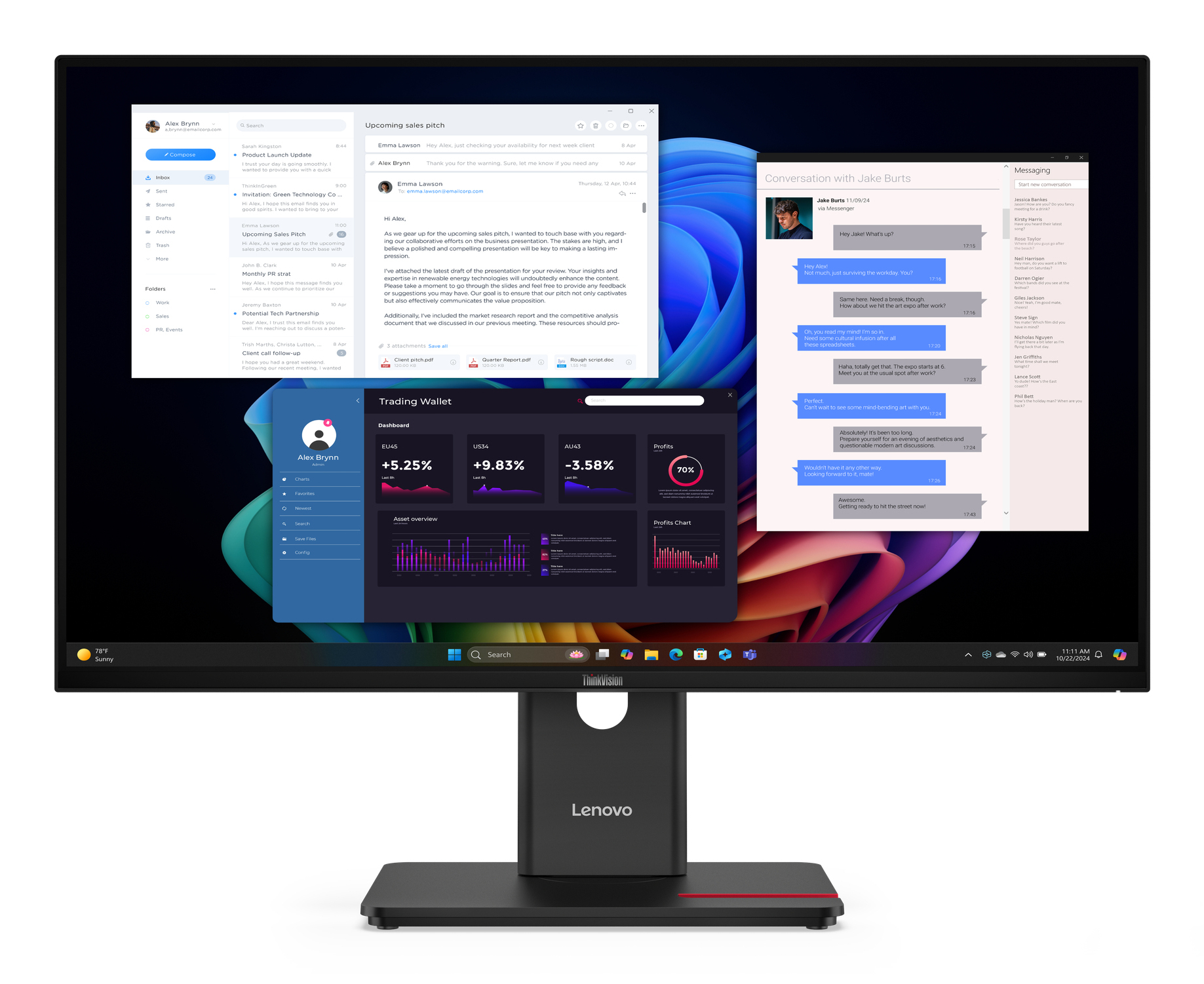 Lenovo ThinkVision T27UD-40 - LED monitor - 27" - 3840 x 2160 4K @ 60 Hz - IPS - 350 cd/m² - 1500:1 - HDR10 - 4 ms - HDMI, DisplayPort, USB-C - eclipse black
