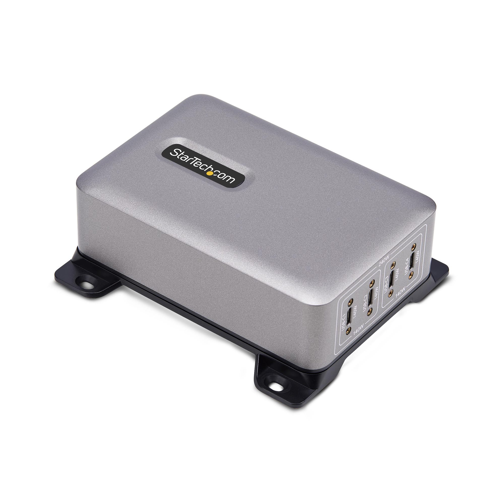 Startech 4-Port USB-C Charger, 240W Total, Single Port 140W EPR - Power adapter - with surface mount bracket - 240 Watt - 5 A - Power Delivery 3.1 - 4 output connectors (USB-C) - United Kingdom