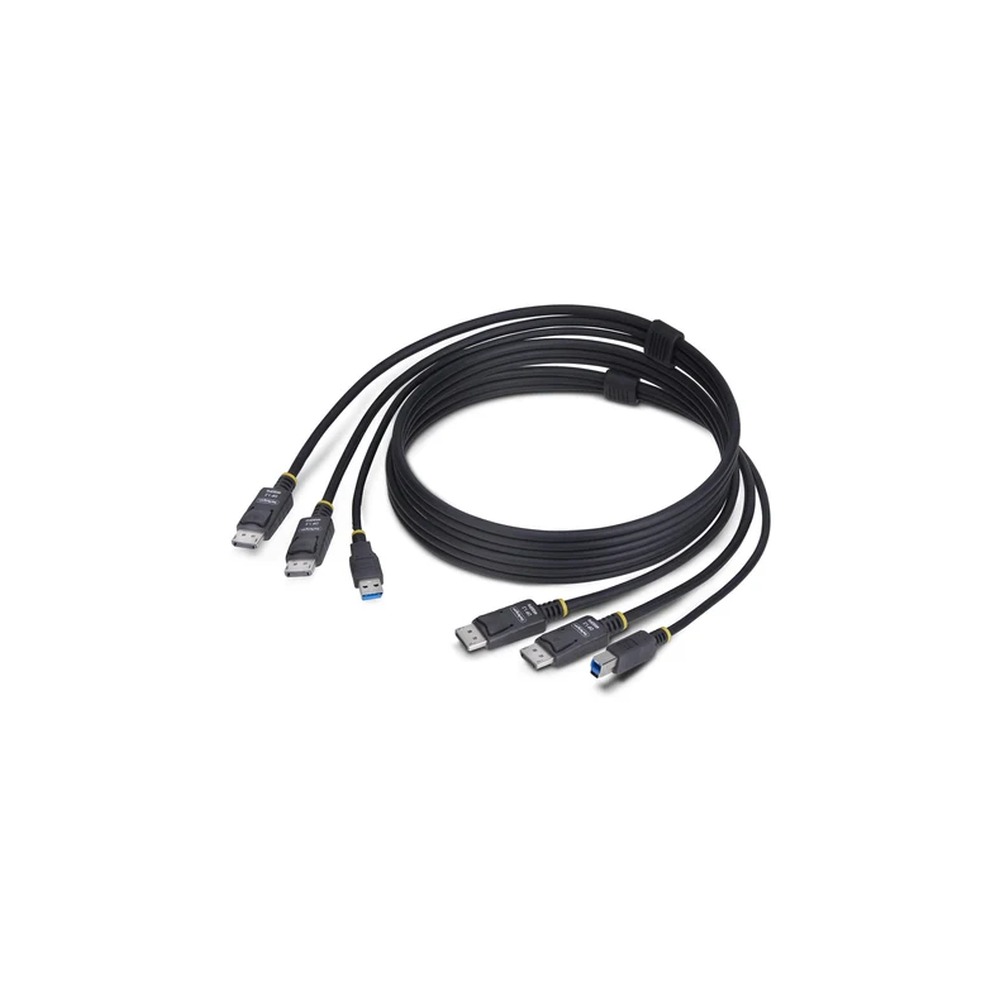 StarTech 6ft (1.8m) Dual-DisplayPort and USB 5Gbps KVM Cable - Keyboard / video / mouse (KVM) cable - USB Type A, DisplayPort (M) to USB Type B, DisplayPort (M) - 1.83 m - 4K60Hz support, HDR10 support - black