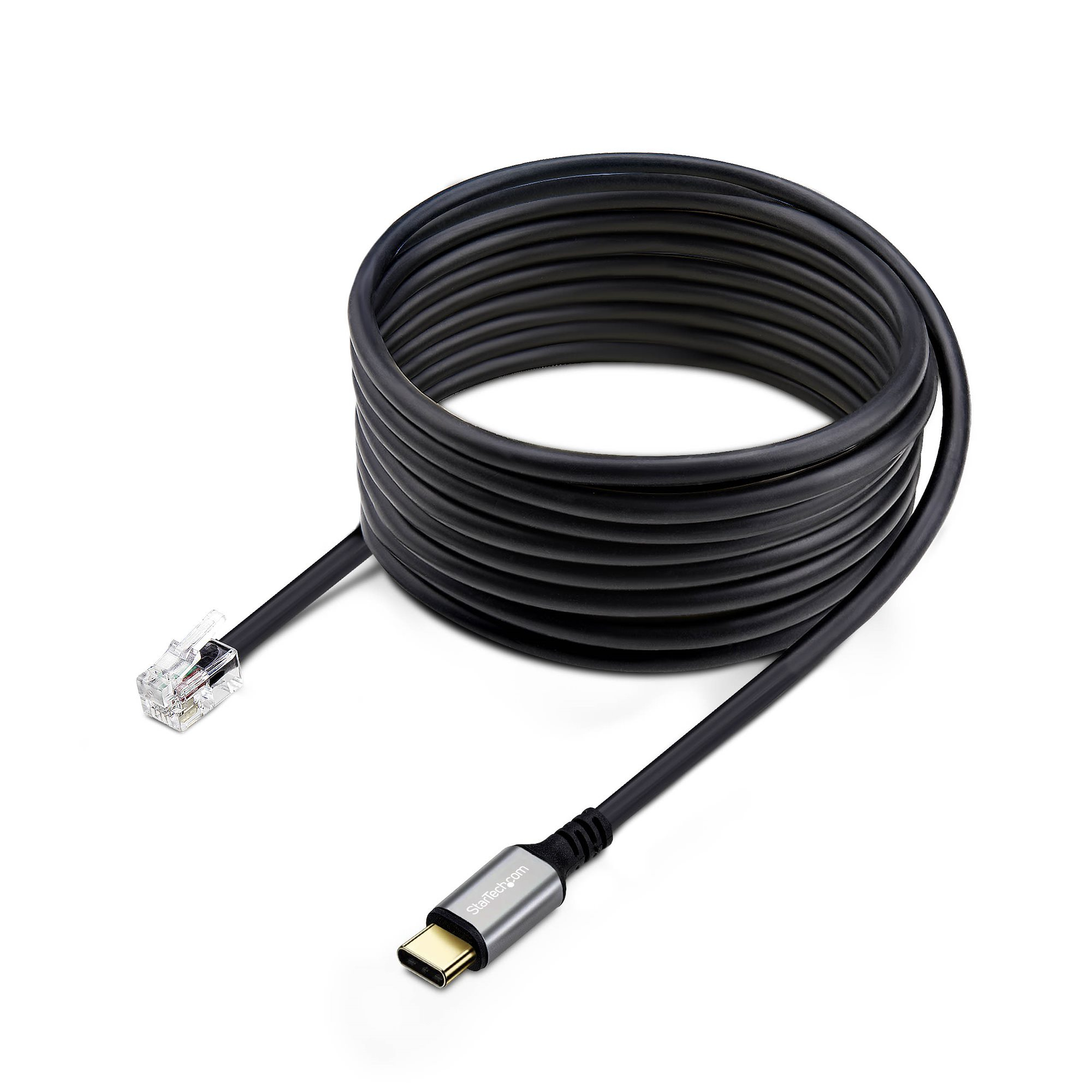 Startech USB-C to RJ9 Adapter for Office Phone Handset or Wired/Wireless Headset, Use Existing Landline Hardware, 6ft/1.8m, For Laptop/Desktop Computer/Mobile - Headset adapter - USB-C male to RJ-9 male - 1.8 m - black - bus powered