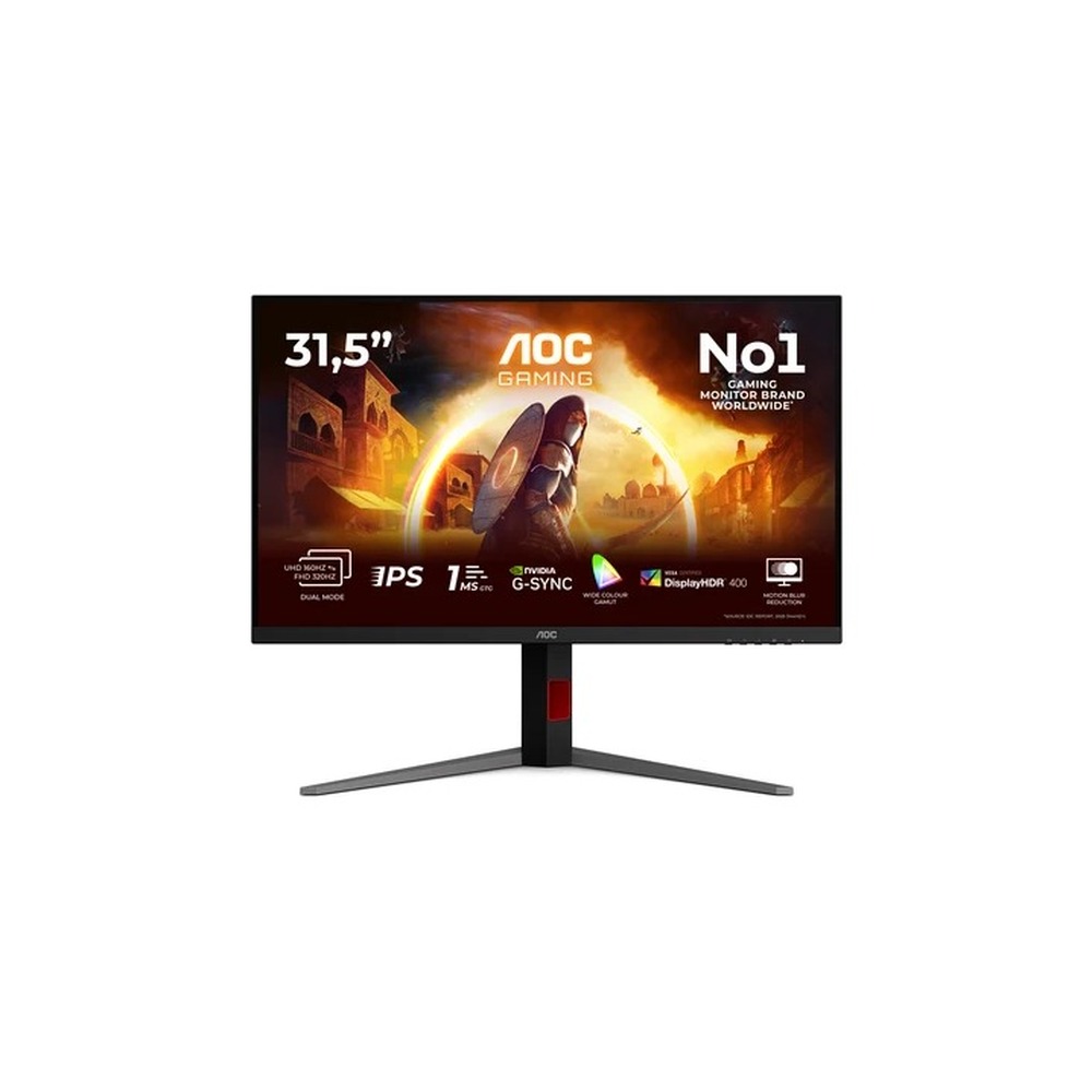 AOC Gaming U32G4U - LED monitor - gaming - 32" (31.5" viewable) - 3840 x 2160 4K UHD (2160p) @ 160 Hz - Fast IPS - 400 cd/m² - 1000:1 - DisplayHDR 400 - 0.5 ms - 2xHDMI, DisplayPort - black, red