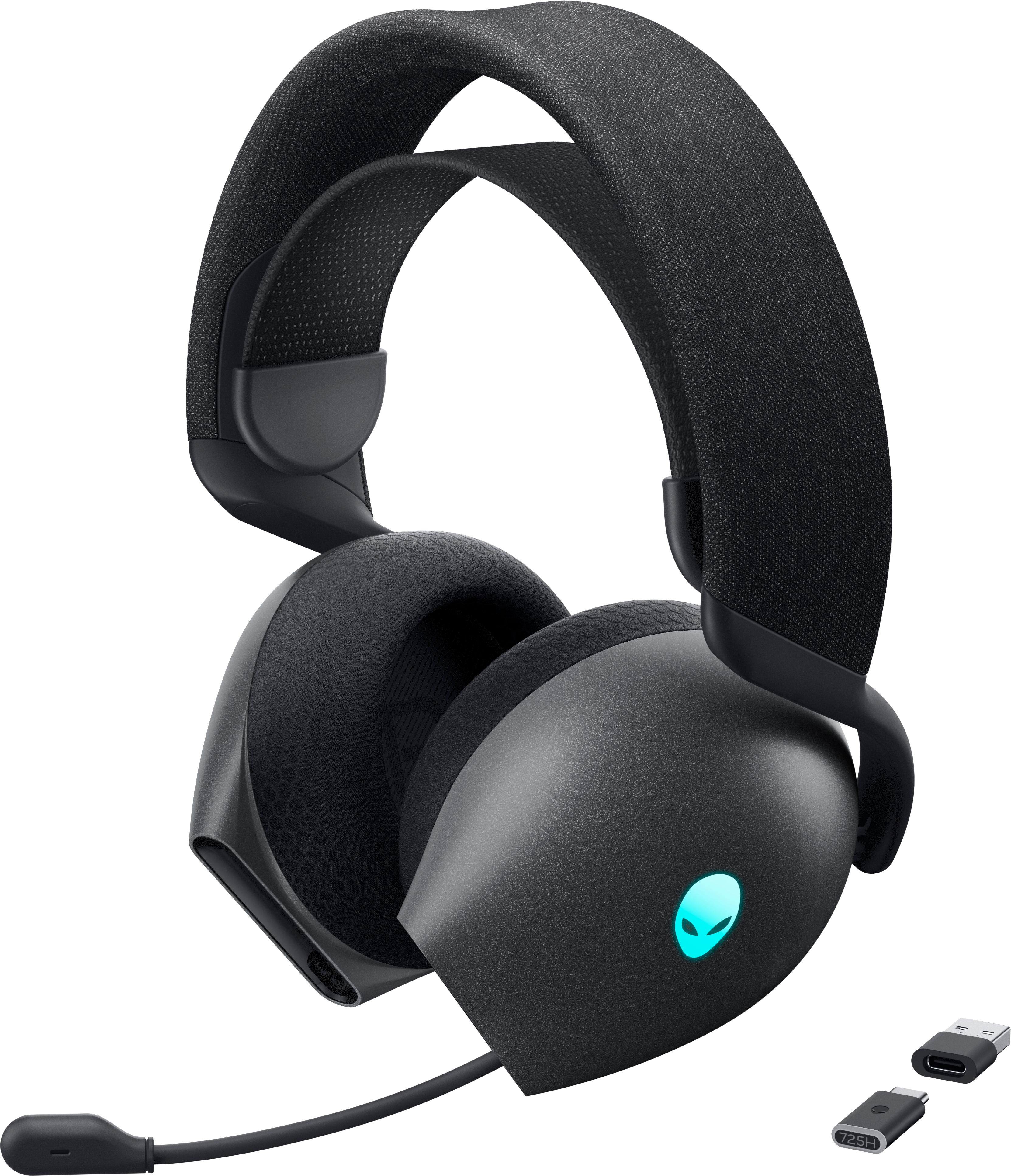 Alienware Tri-Mode Wireless Gaming Headset AW725H - Headset - full size - Bluetooth / 2.4 GHz radio frequency - wireless, wired - 3.5 mm jack - Dark Side of the Moon